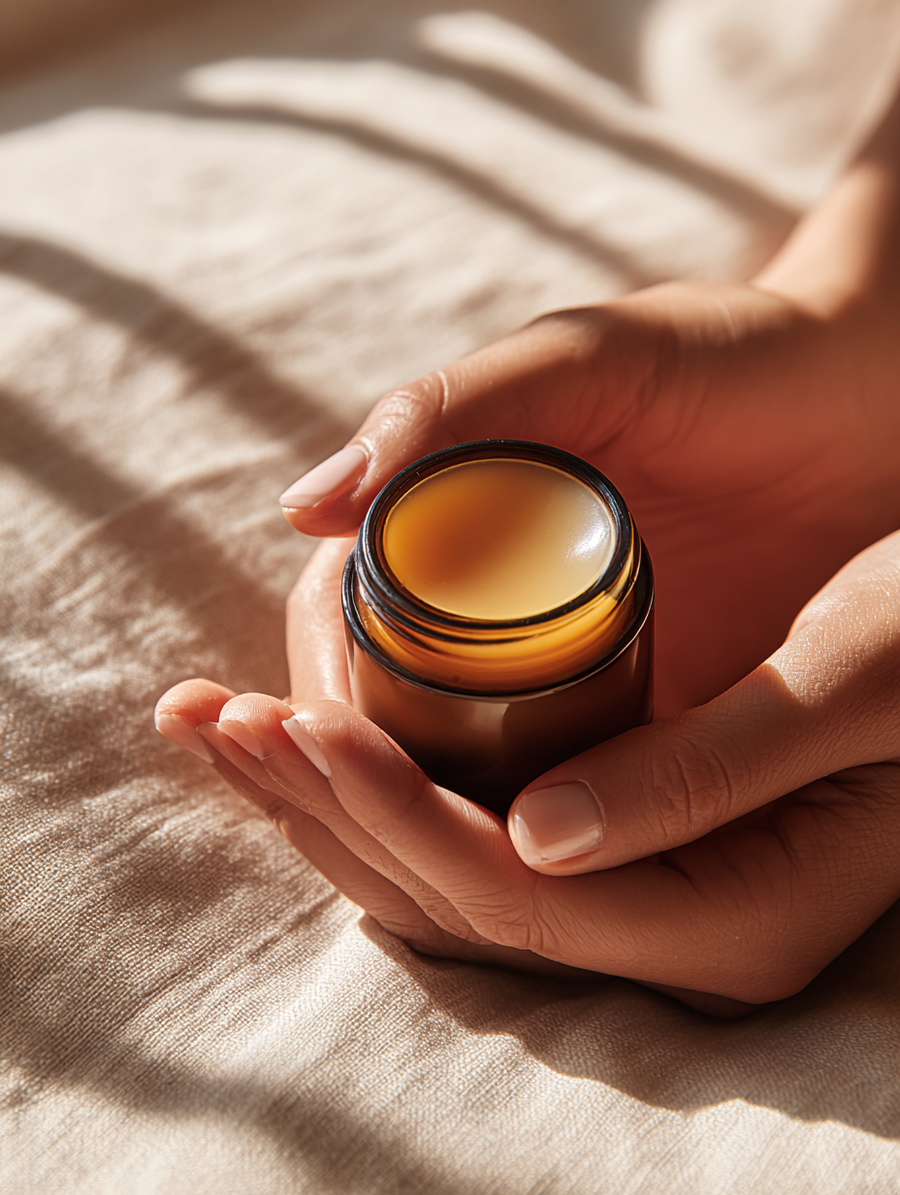 Suet'Amor balm being applied to skin